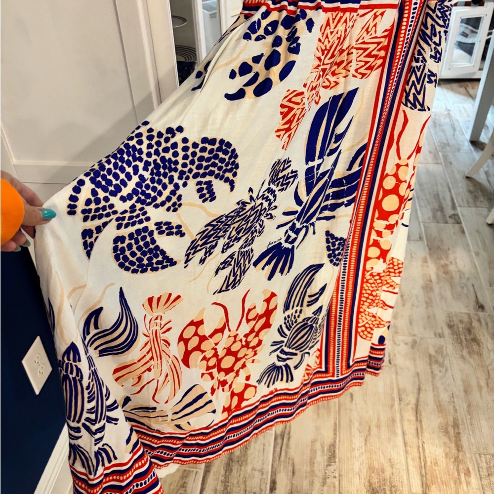 FARM Rio Maxi Skirt - Blue and Red Lobster Pattern